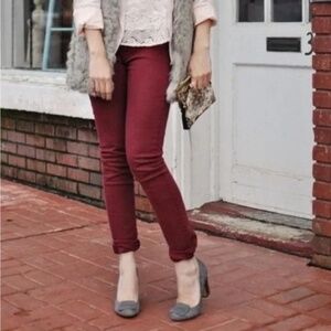 CAbi Ruby Corduroy Skinny Jeans Burgundy Size 4